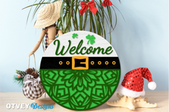 Shamrock Welcome Sign | Lucky Clover Door Hanger Lasercut Product Image 3