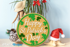 Shamrock Welcome Sign | Lucky Clover Door Hanger Lasercut Product Image 2