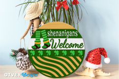 Shamrock Welcome Sign | Lucky Clover Door Hanger Lasercut Product Image 3