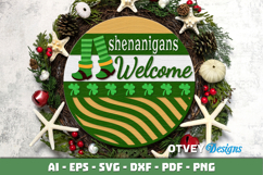 Shamrock Welcome Sign | Lucky Clover Door Hanger Lasercut Product Image 2