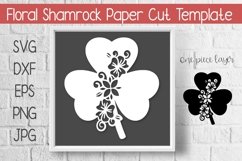 Shamrock With Flowers St Patricks Day Paper Cut Template