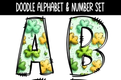 Shamrocks &amp; Hearts Doodle Alphabet and Numbers | PNG Files Product Image 5