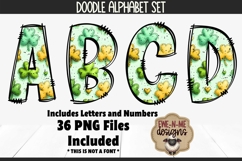 Shamrocks &amp; Hearts Doodle Alphabet and Numbers | PNG Files Product Image 1