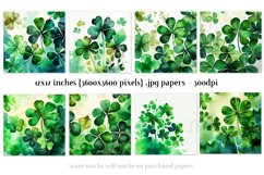 Watercolor Green Shamrocks Backgrounds, St Patrick&#039;s Day Product Image 2