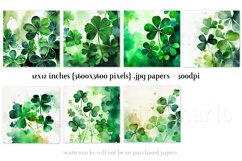 Watercolor Green Shamrocks Backgrounds, St Patrick&#039;s Day Product Image 3