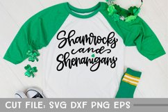 Shamrocks and Shenanigans, St Patricks Day SVG Hand Lettered Product Image 1
