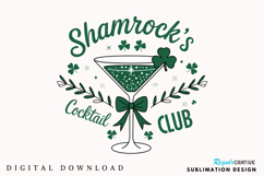 Shamrock’s Cocktail Club PNG, St. Patrick’s Day PNG Design Product Image 1