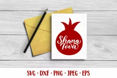 Shana Tova hand lettered on pomegranate SVG. Jewish holiday Product Image 3
