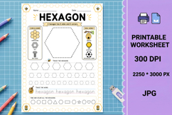 Hexagon hexagons six sided Shape tracing printable worksheet Product Image 1