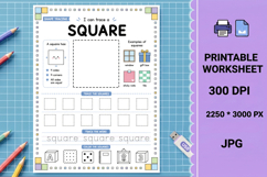 Square preschool Shape tracing printable worksheet Product Image 1