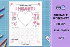 Heart trace hearts Shape tracing printable worksheet Product Image 1