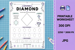 Diamond rhombus trace Shape tracing printable worksheet Product Image 1