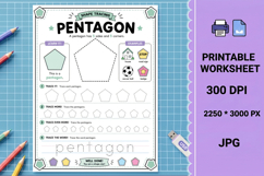 Pentagon geometry Shape tracing printable worksheet Product Image 1