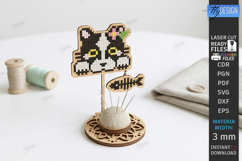 Sewing Pincushion Laser Cut | Needle Holder Stand | Cat SVG Product Image 1