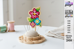 Needle Pincushion Sewing Stand Laser Cut | Cross Stitch Product Image 1