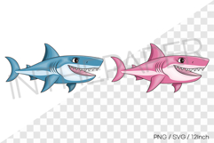 Cute shark character PNG SVG clipart marine cartoon illust Product Image 1