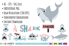 Shark PNG clipart collection with transparent background for party decoration projects