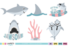 Shark party favor tag clipart graphics for kids birthday decorations and printable shark celebration supplies