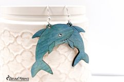 Shark Earrings Laser Cut Design - Summer Dangle Earrings Product Image 2