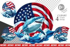 Shark 4th of July Clipart Product Image 1