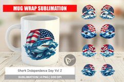 Mug Wrap Shark 4th of July Product Image 1