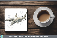 GorgeousShark Sketch Square Coaster design.