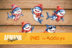 Cute Shark with accessories PNG - 5 Variations Product Image 1