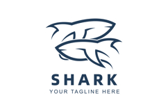 Twin Sharks simple Lines concept Dynamic Duo Logo design Product Image 1