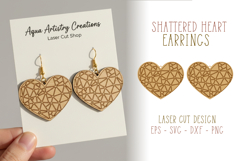 Shattered Heart Earrings Laser Cut Template Product Image 1