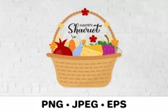 Shavuot basket sublimation design. Jewish holiday decor Product Image 1