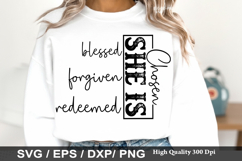 She is Chosen blessed forgiven - Christian Easter SVG Design Product Image 1