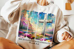 She is Clothed With Strength PNG, Christian PNG, Religious Product Image 1