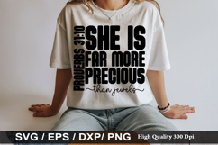 She is far more precious than - Bible Verse SVG Design Product Image 1