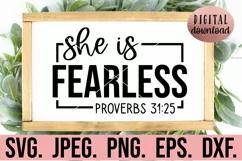 Christian Quote SVG - She is Fearless Bible Verse - Religion Product Image 1