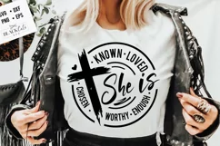 She is loved svg, Bible verses svg, Faith SVG, Floral cross Product Image 2