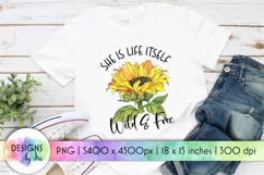 Wild & Free Sunflower Sublimation | Hippie Quotes Product Image 1