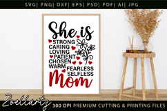 She Is Mom SVG for Cricut Mothers Day T-shirt Mug Design Product Image 2