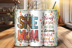 Boho She is Mom 20 oz Skinny Tumbler Wrap Sublimation PNG Product Image 1