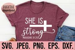 Christian Quote SVG - She is Strong Bible Verse - Religion Product Image 1