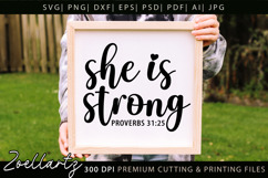 She Is Strong Christian Quote SVG PNG Women Empowerment SVG Product Image 2