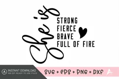 She Is Strong Fierce Brave Full Of Fire SVG , Retro Boho SVG Product Image 1