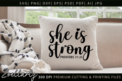 She Is Strong Christian Quote SVG PNG Women Empowerment SVG Product Image 1