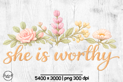 She is worthy Christian sublimation designs Product Image 1