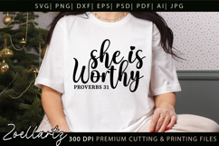 She Is Worthy Christian Quote SVG Faith Jesus T-shirt Mug Product Image 1