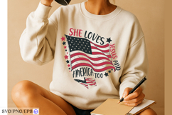She Loves Jesus and America Too SVG PNG T-shirt Design Product Image 4
