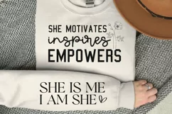 She Motivates Inspires Sleeve SVG, Motivational SVG Design Product Image 3