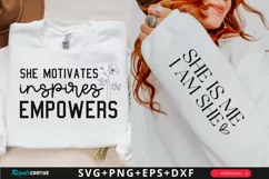 She Motivates Inspires Sleeve SVG, Motivational SVG Design Product Image 1