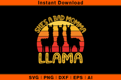 She’s a Bad Momma Llama SVG Retro Funny Mom Quote Design Product Image 1