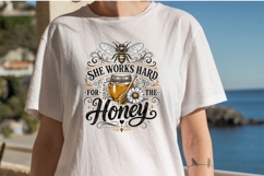 She Works Hard for the Honey Funny Bee Lover Vintage Shirt Product Image 2