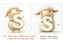 Cute Sheep, Cat Animal Alphabet Letters, ABC Printable cards Product Image 1